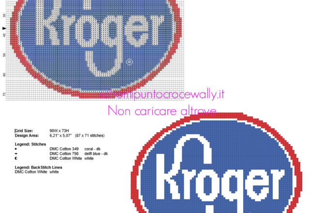 Kroger marchio logo di cibo schema punto croce realizzato con PcStitch 10