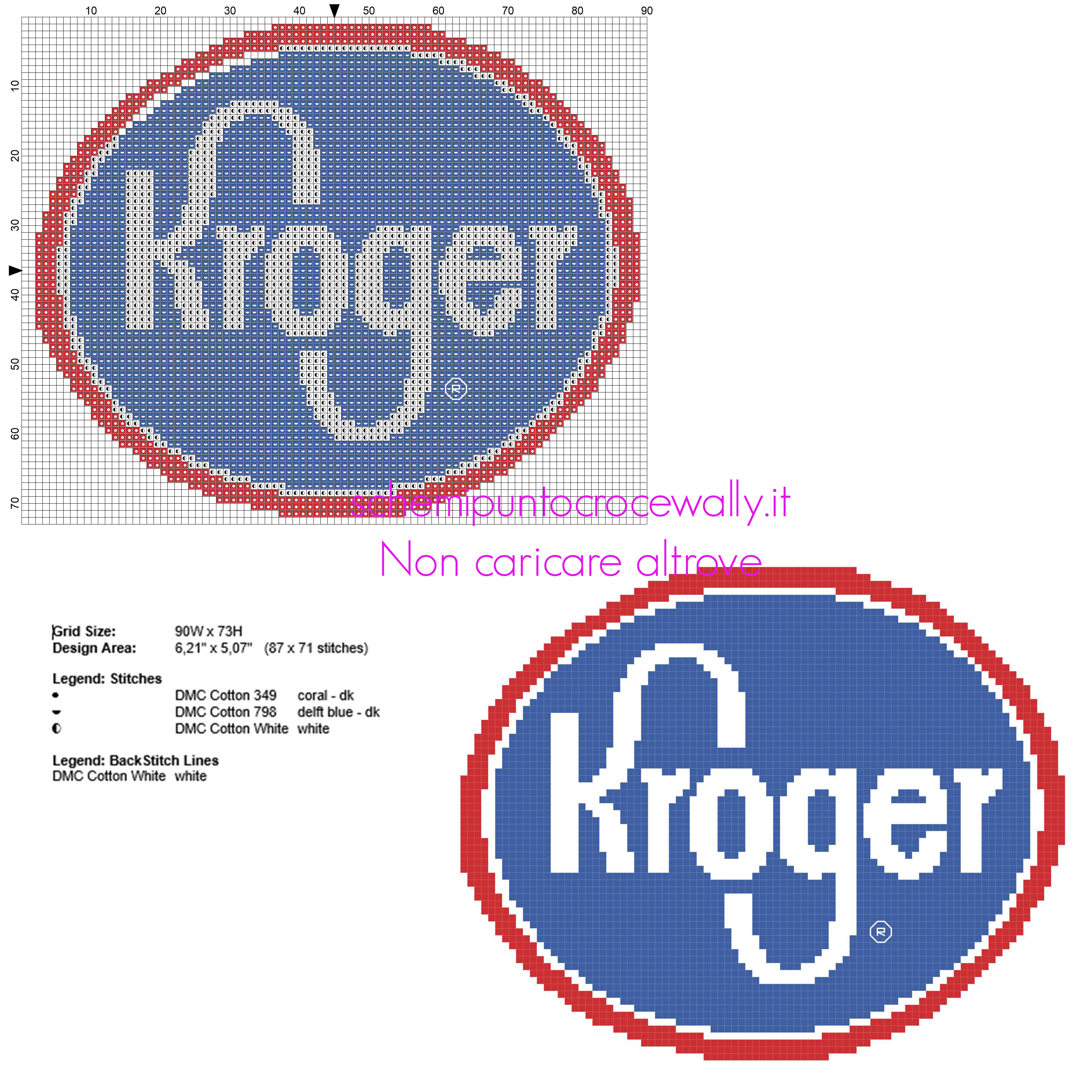 Kroger marchio logo di cibo schema punto croce realizzato con PcStitch 10