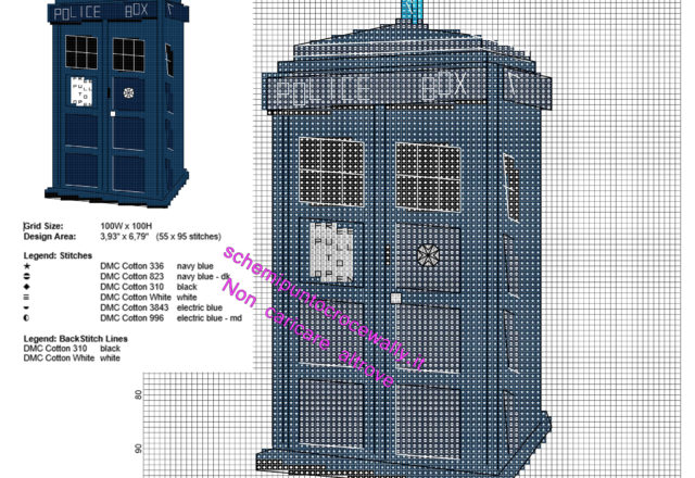 L’ astronave TARDIS di Doctor Who schema ricamo punto croce gratis