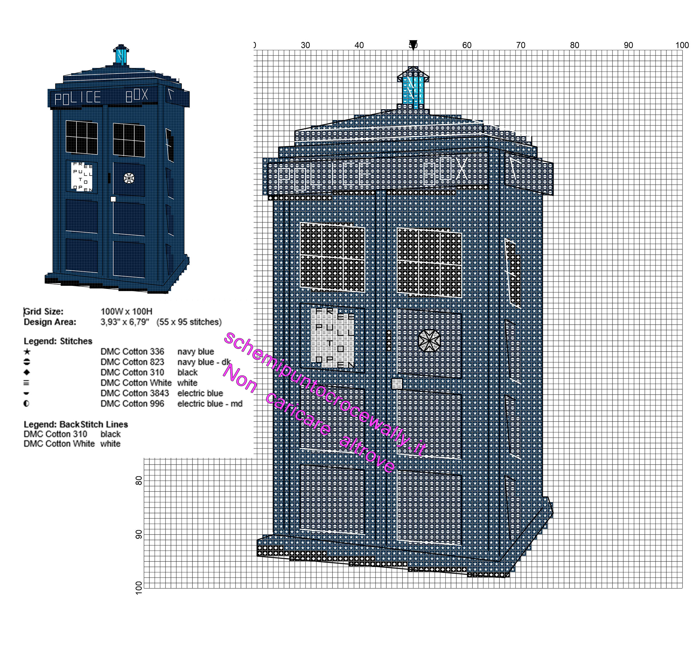 L’ astronave TARDIS di Doctor Who schema ricamo punto croce gratis