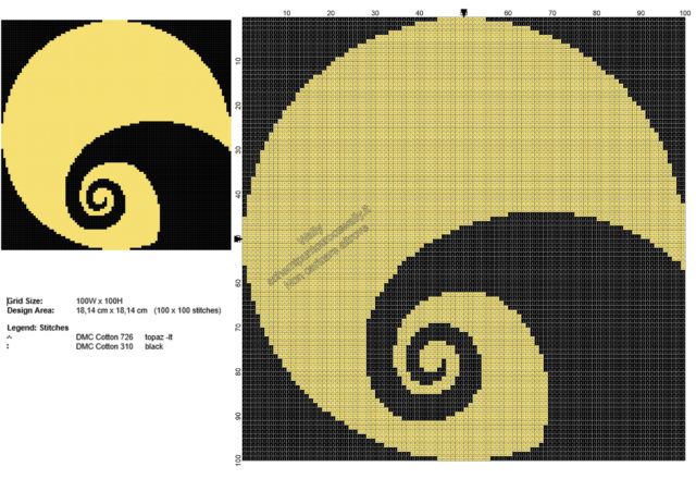 La Collina Spirale The Nightmare Before Christmas schema punto croce gratis 100x100