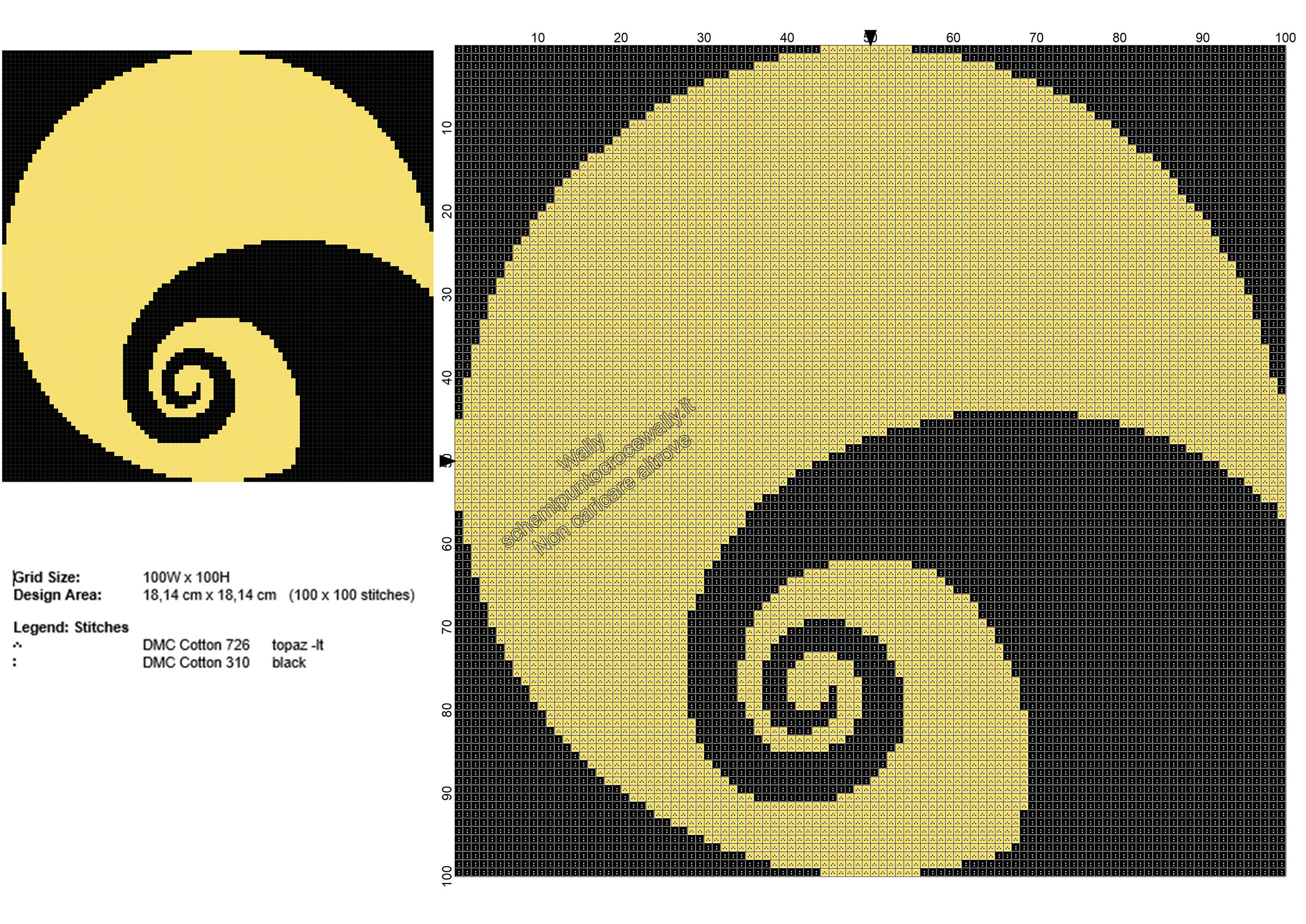 La Collina Spirale The Nightmare Before Christmas schema punto croce gratis 100x100