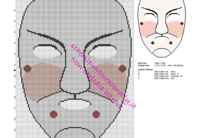 La maschera di Gianduja schemi ricamo punto croce Carnevale