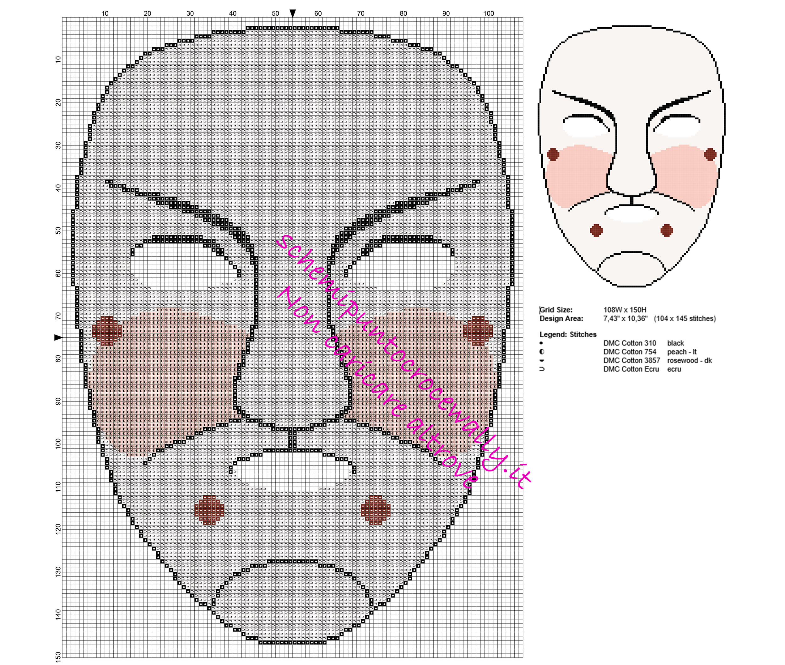 La maschera di Gianduja schemi ricamo punto croce Carnevale