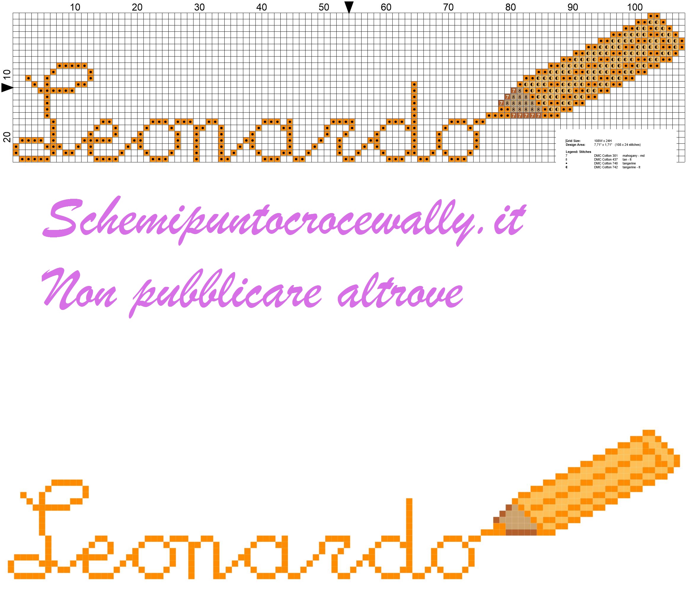Leonardo nome con matita schema punto croce