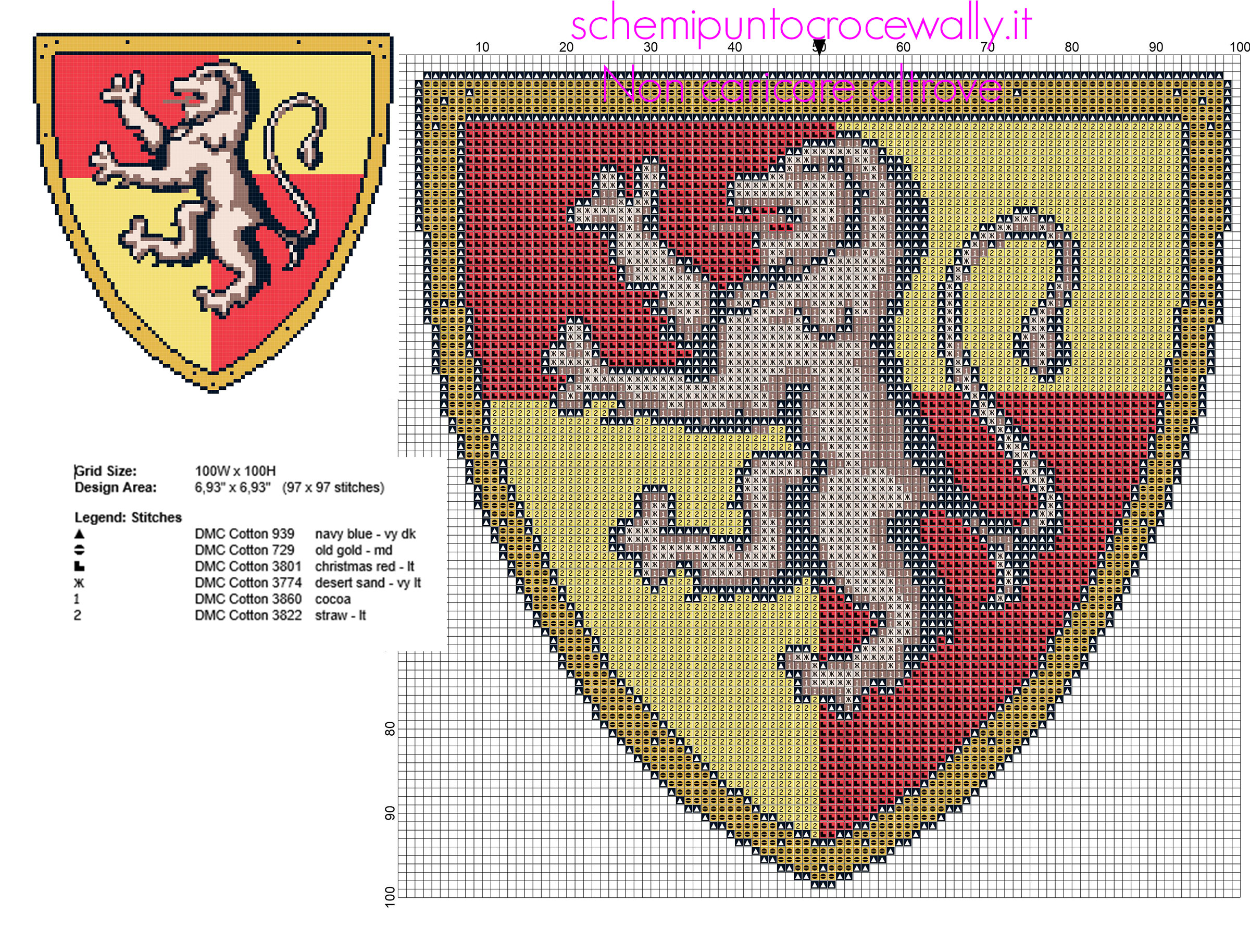 Logo Harry Potter Grifondoro schema punto croce gratis