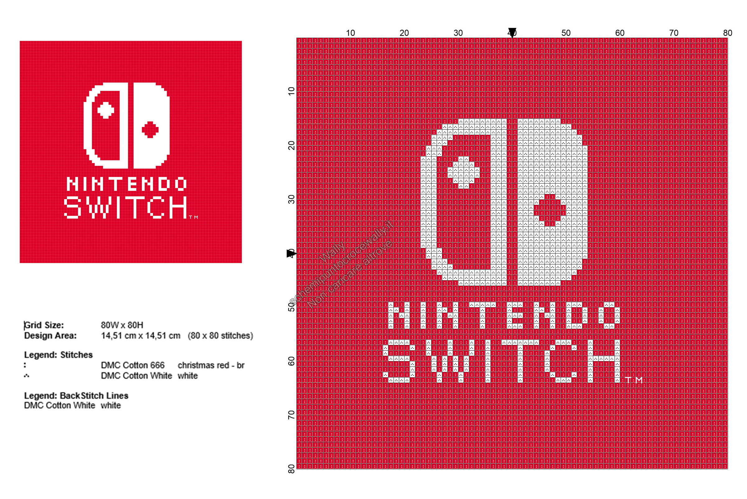 Logo Nintendo Switch schema ricamo punto croce gratis 80x80