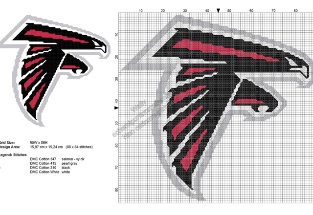 Logo degli Atlanta Falcons squadra di football americano schema punto croce gratis 88x84