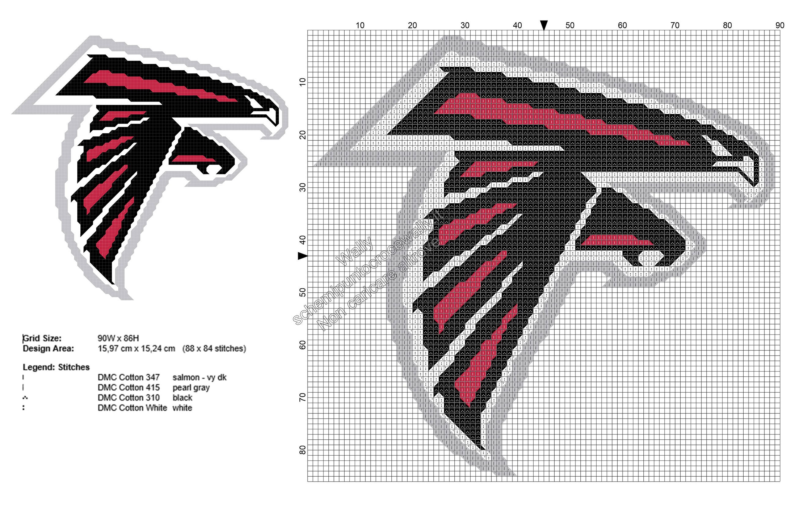 Logo degli Atlanta Falcons squadra di football americano schema punto croce gratis 88x84