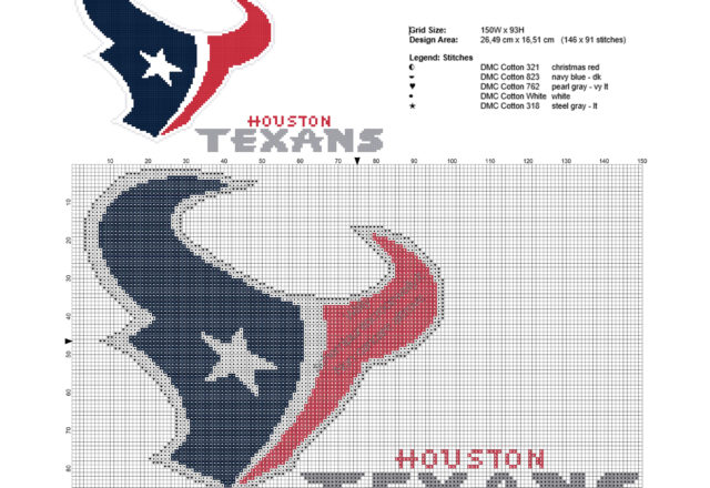 Logo degli Houston Texans squadra di Football NFL schema ricamo punto croce gratis