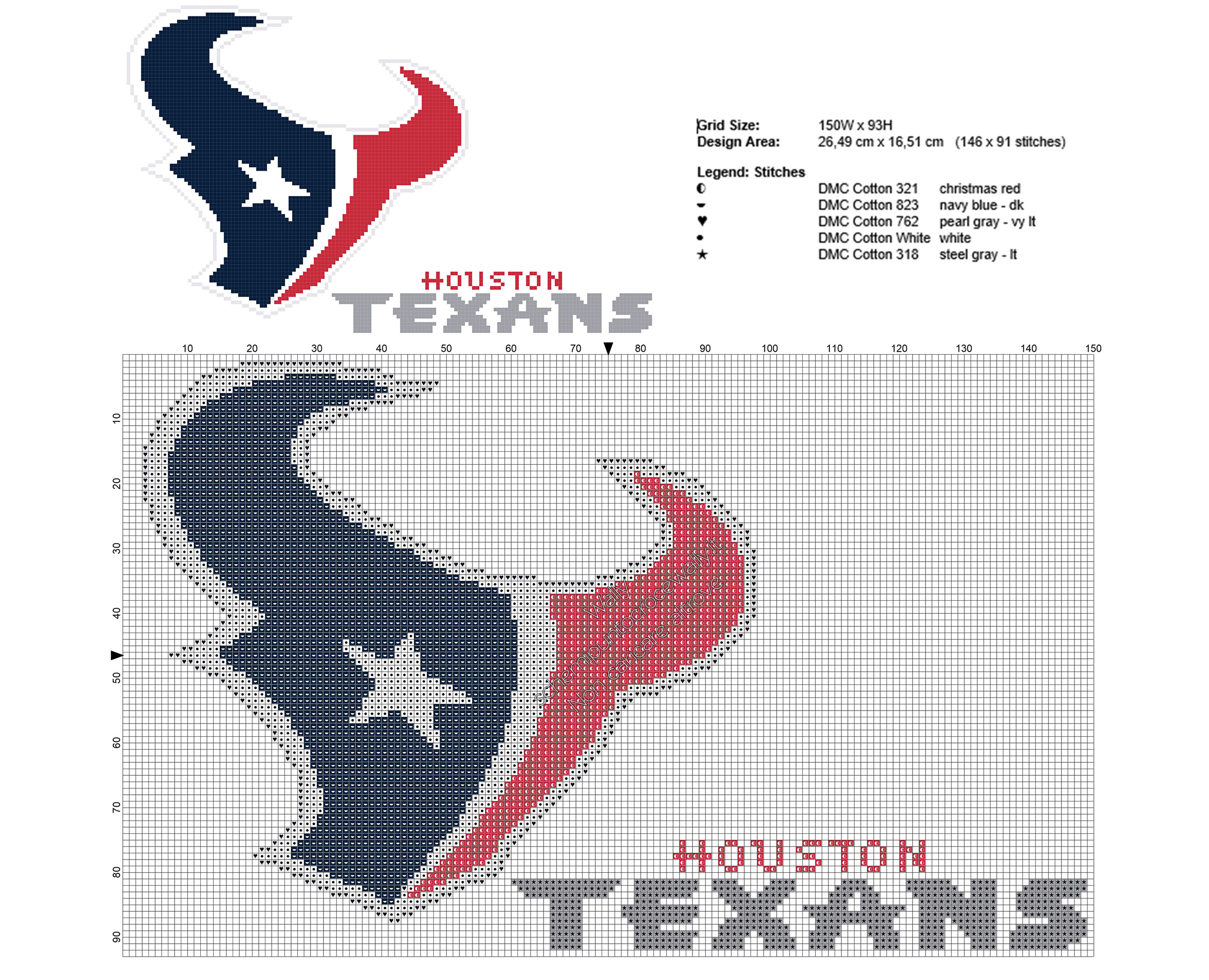 Logo degli Houston Texans squadra di Football NFL schema ricamo punto croce gratis