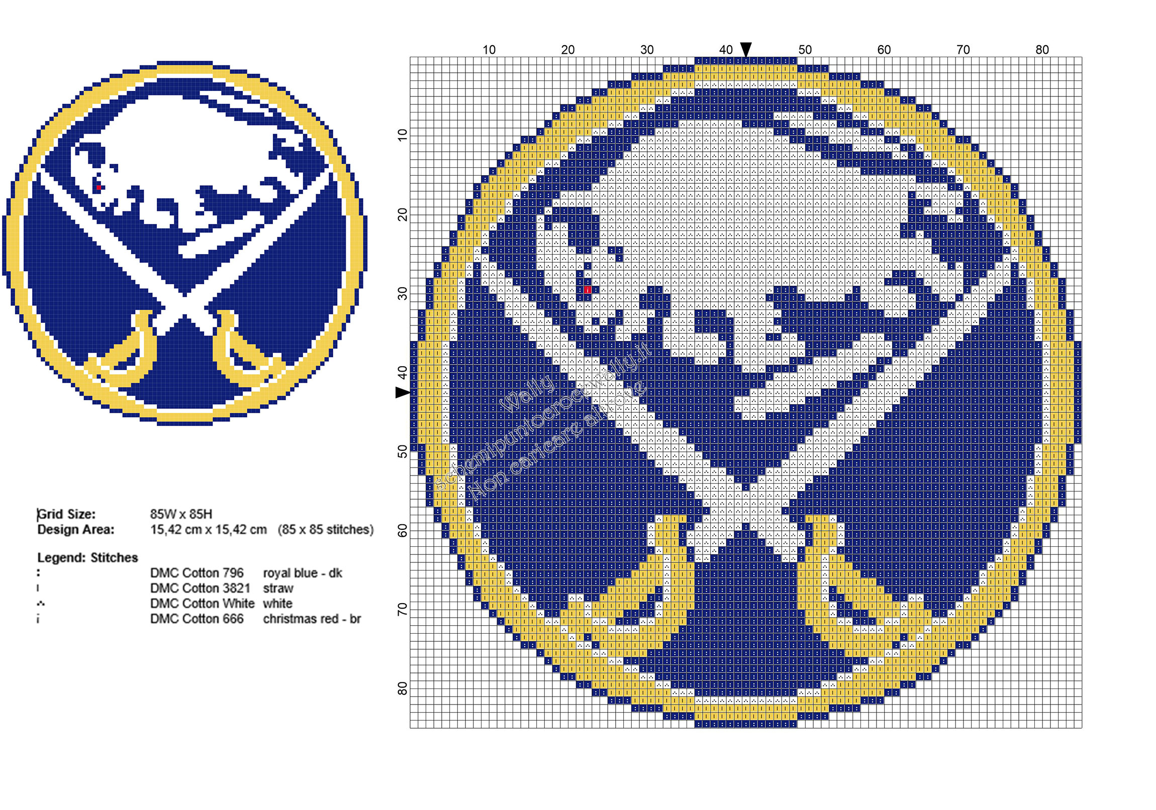 Logo dei Buffalo Sabres squadra di hockey schema ricamo punto croce gratis