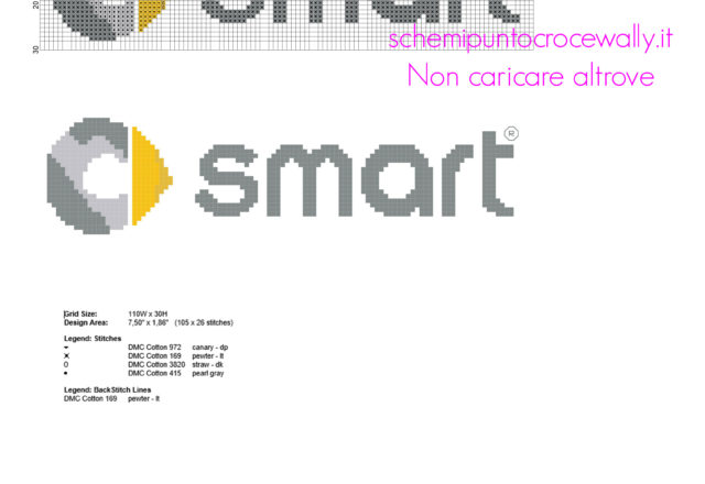 Logo delle auto Smart schema punto croce realizzato con PcStitch