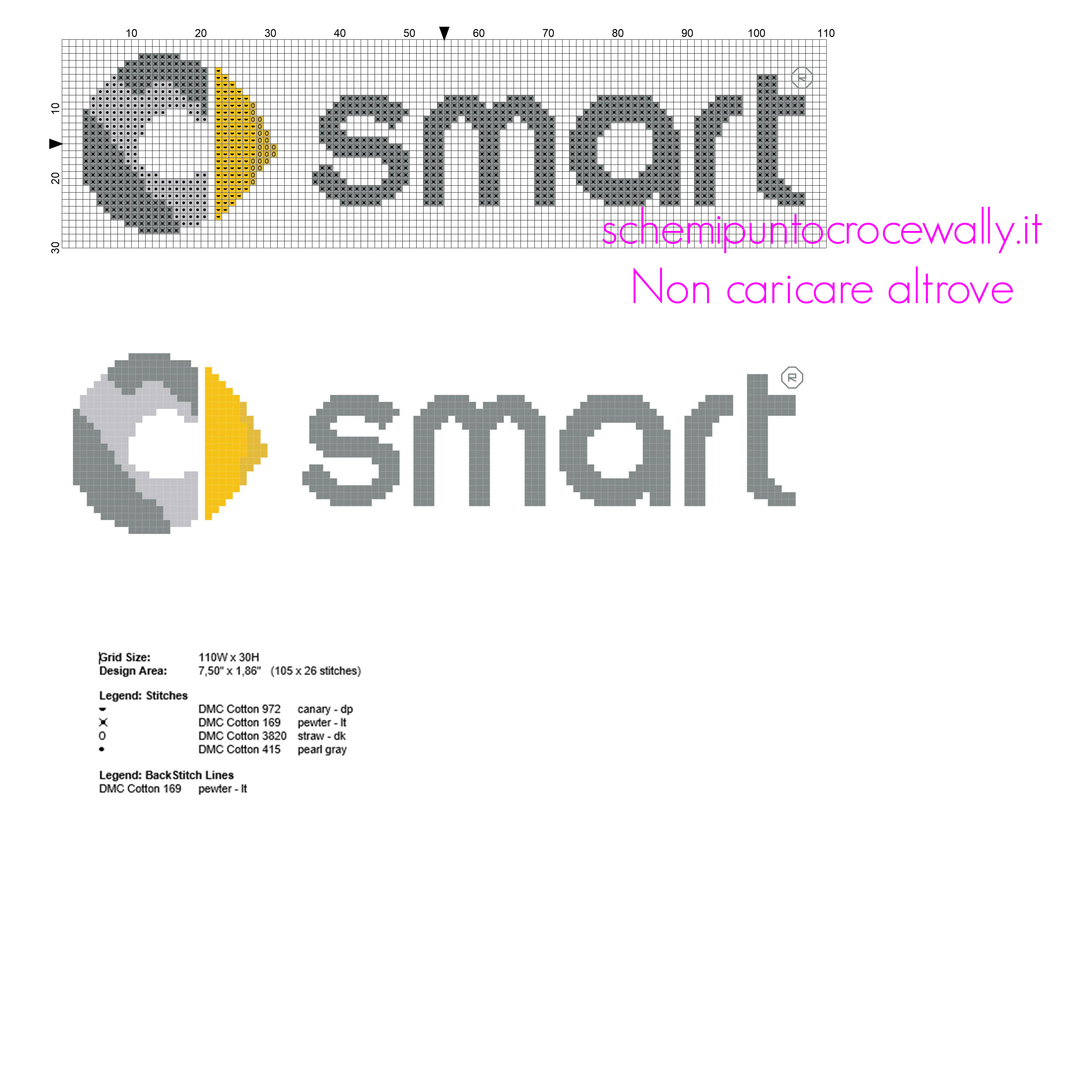 Logo delle auto Smart schema punto croce realizzato con PcStitch