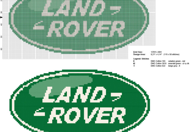 Logo delle automobili Land Rover schema punto croce download gratuito