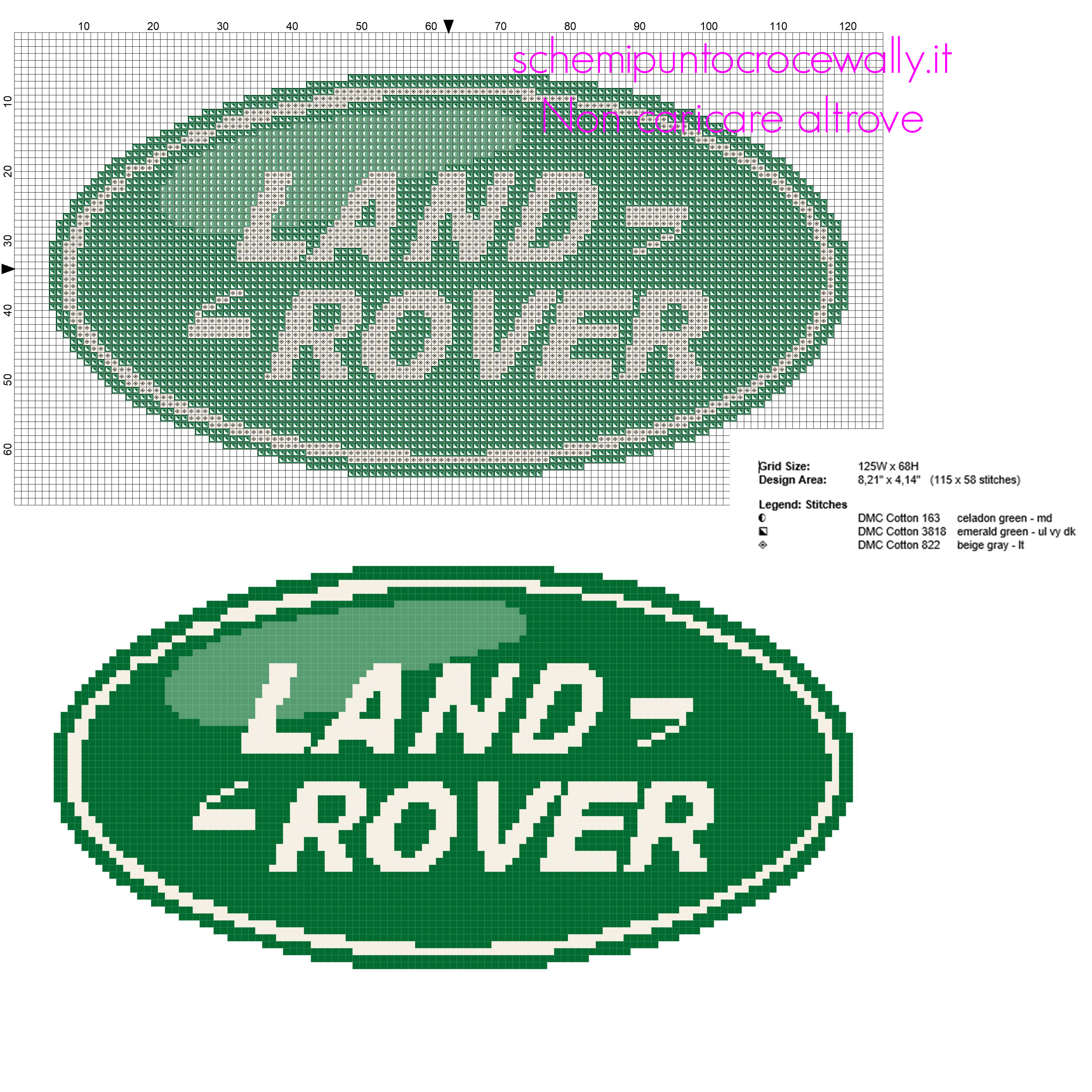 Logo delle automobili Land Rover schema punto croce download gratuito