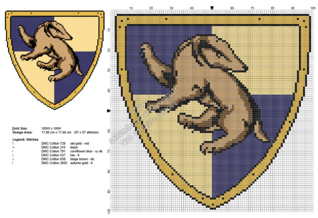 Logo di Harrypotter Tassorosso Tassofrasso schema punto croce gratis