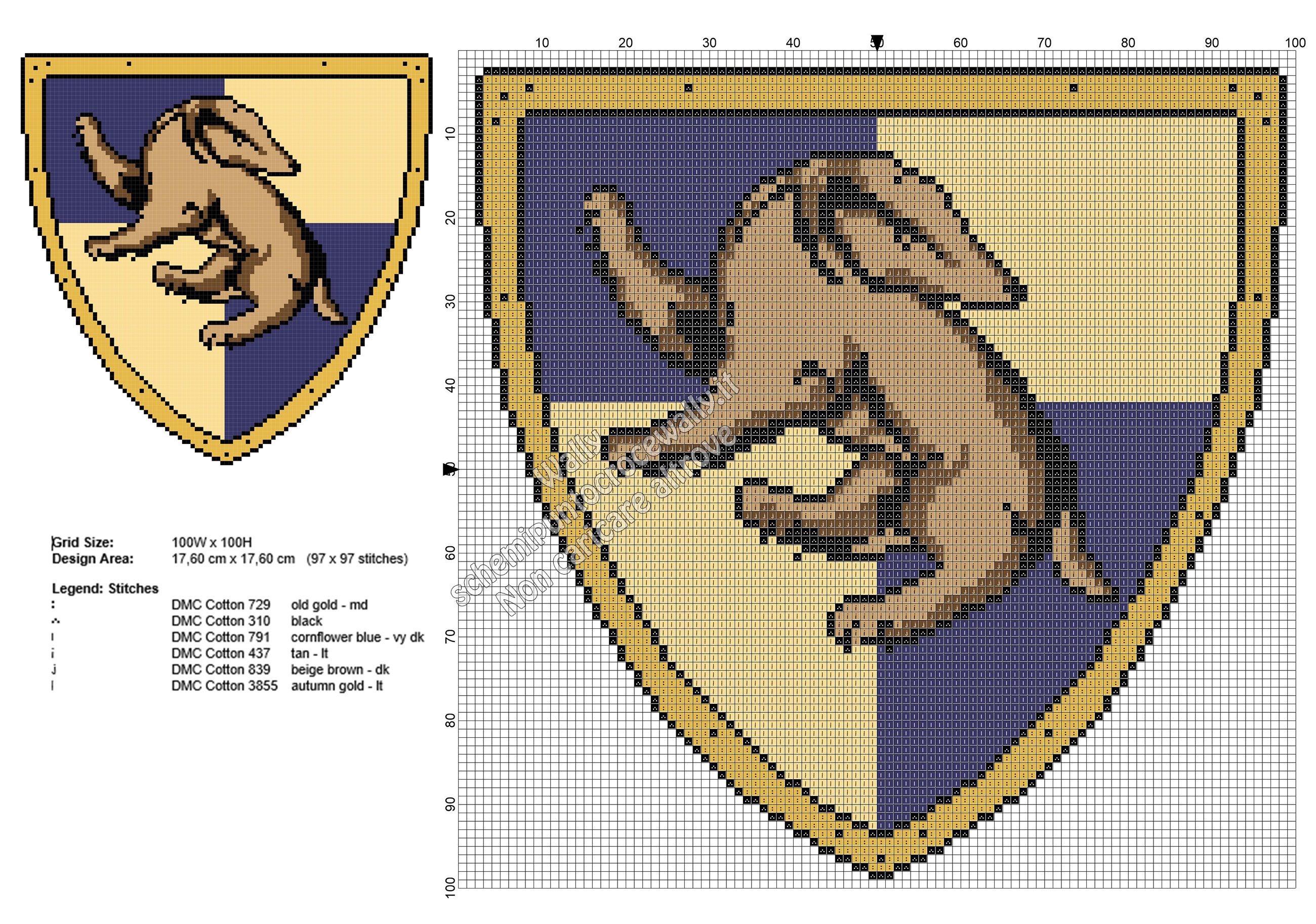 Logo di Harrypotter Tassorosso Tassofrasso schema punto croce gratis