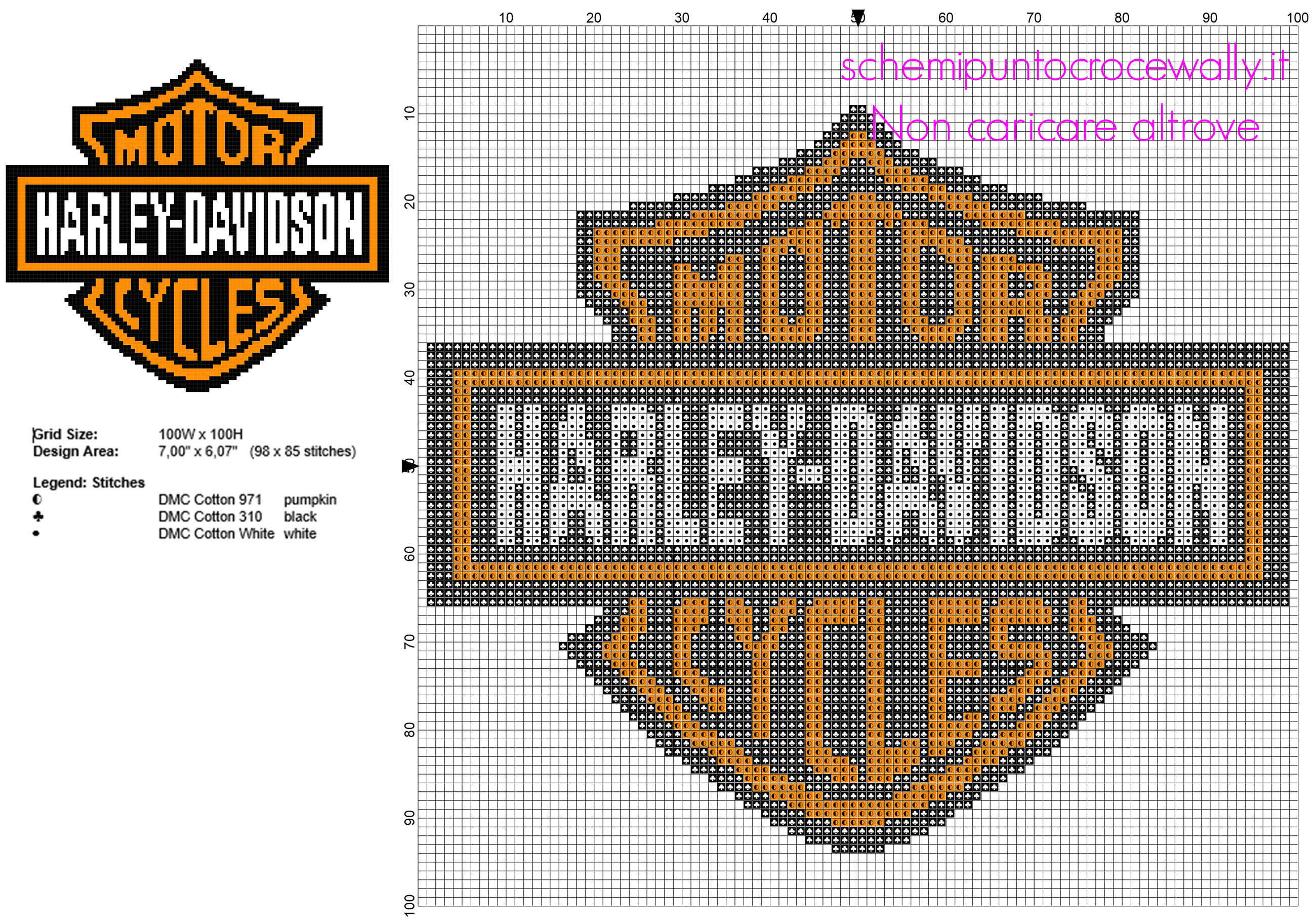 Logo di motociclette moto Harley Davidson schema punto croce download gratis