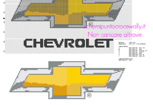 Logo marchio di auto Chevrolet schema punto croce gratis