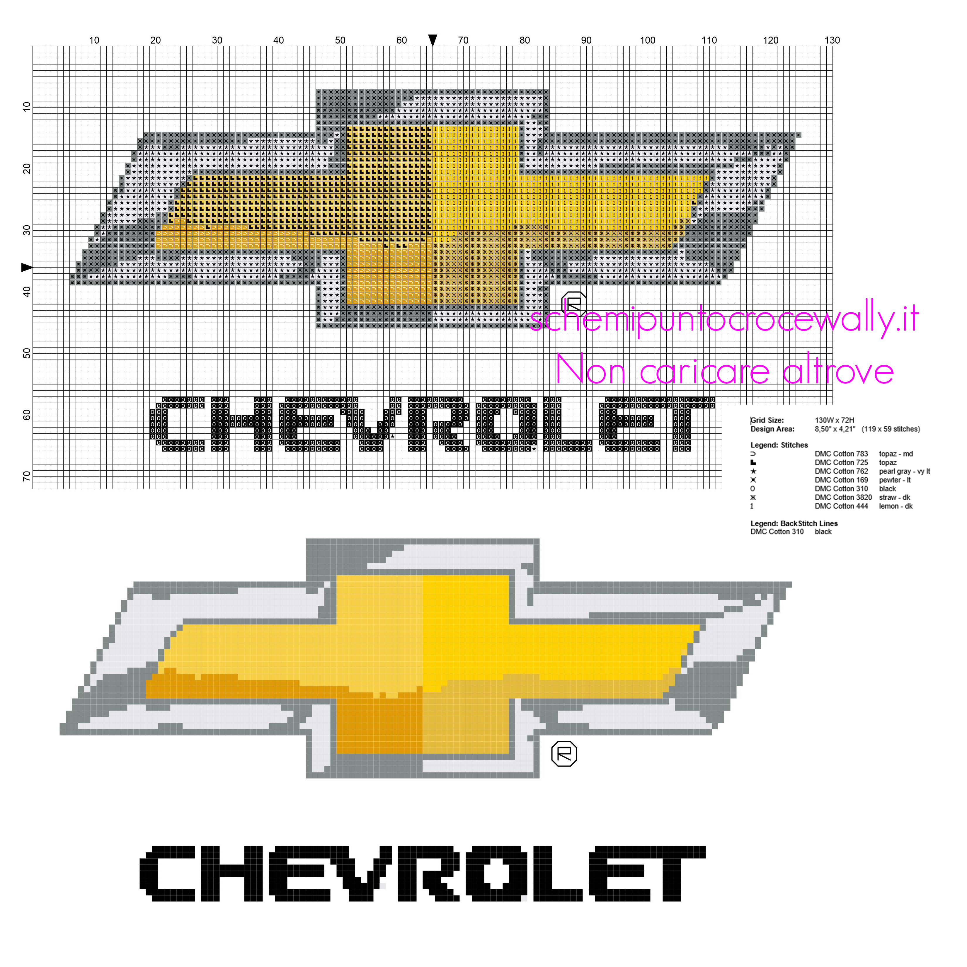 Logo marchio di auto Chevrolet schema punto croce gratis