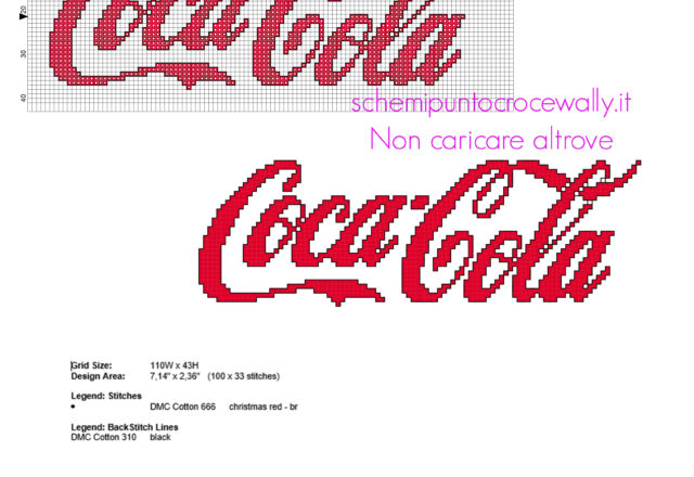 Logo scritta Cocacola Coca Cola schema punto croce gratis