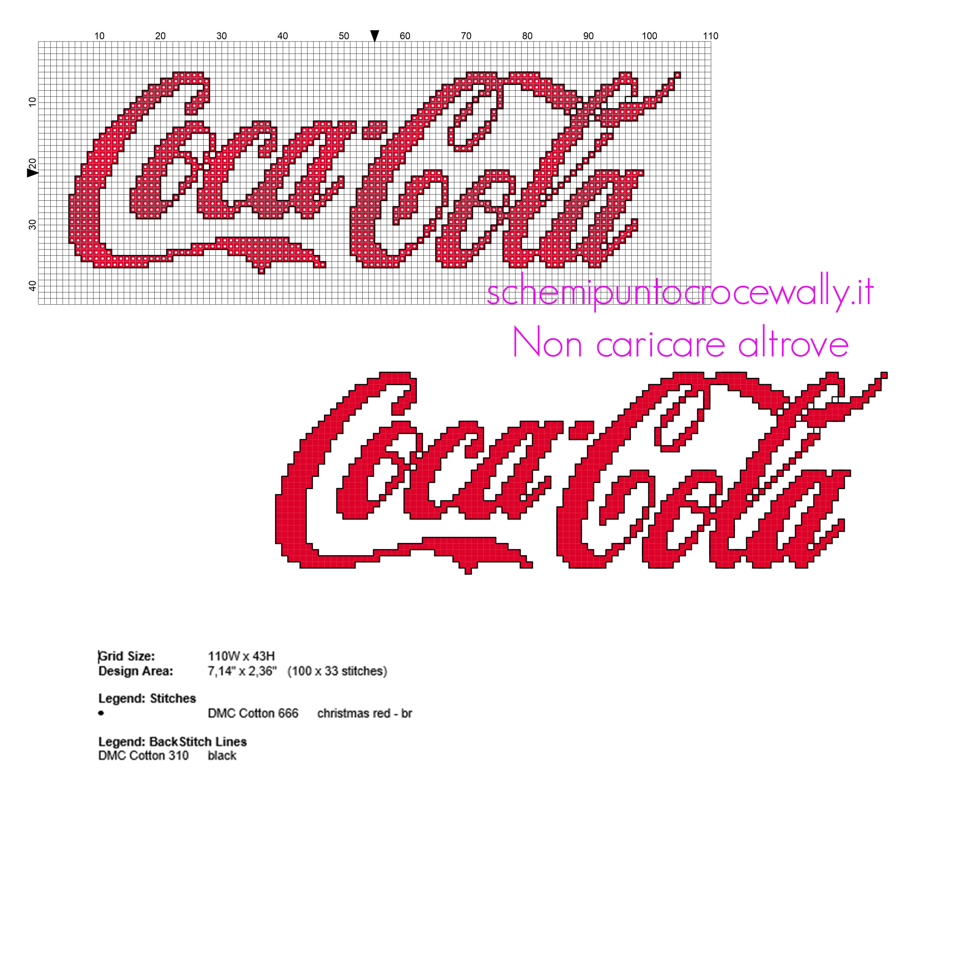 Logo scritta Cocacola Coca Cola schema punto croce gratis