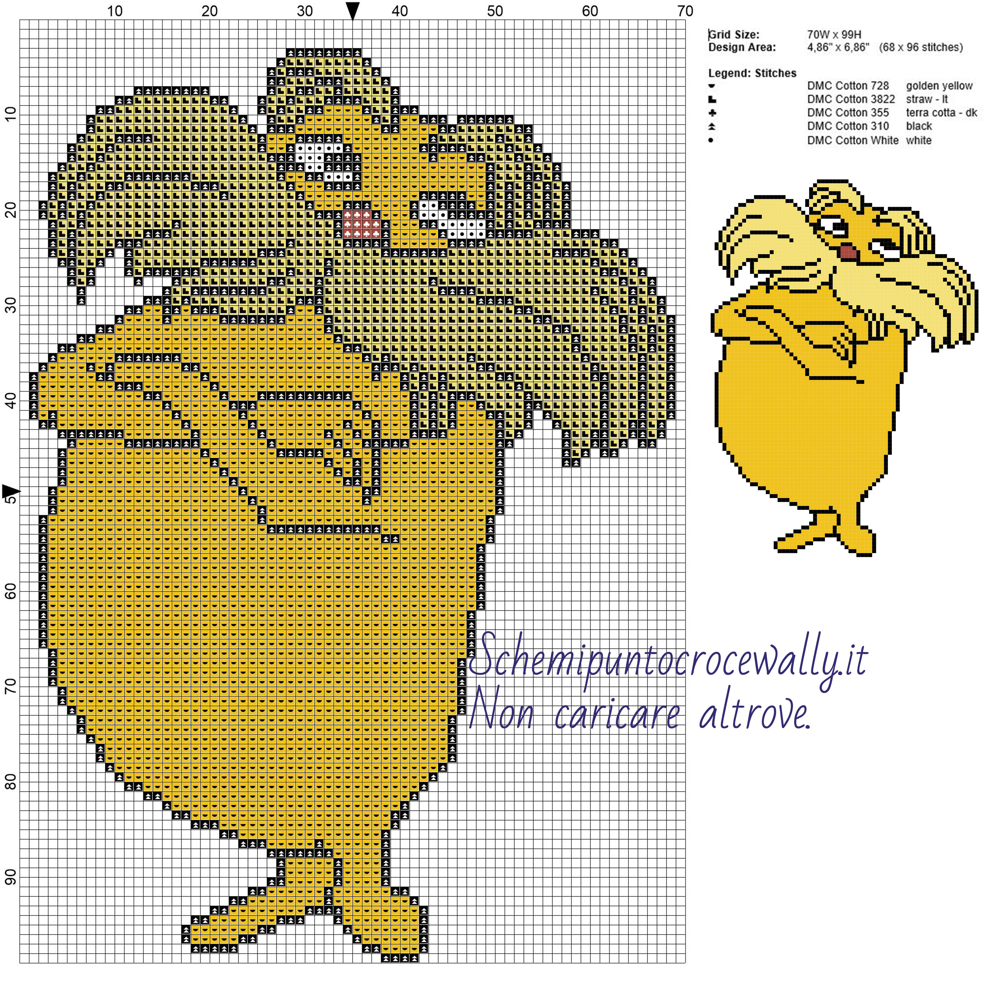 Lorax (Dr_ Seuss) schema gratis punto croce 70x99 5 colori