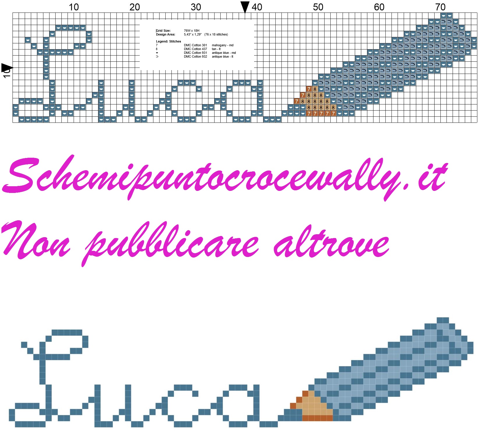 Luca nome con matita schema punto croce