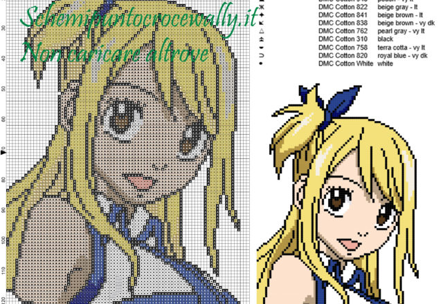 Lucy Heartfilia (Fairy Tail) schema punto croce 80x142 12 colori