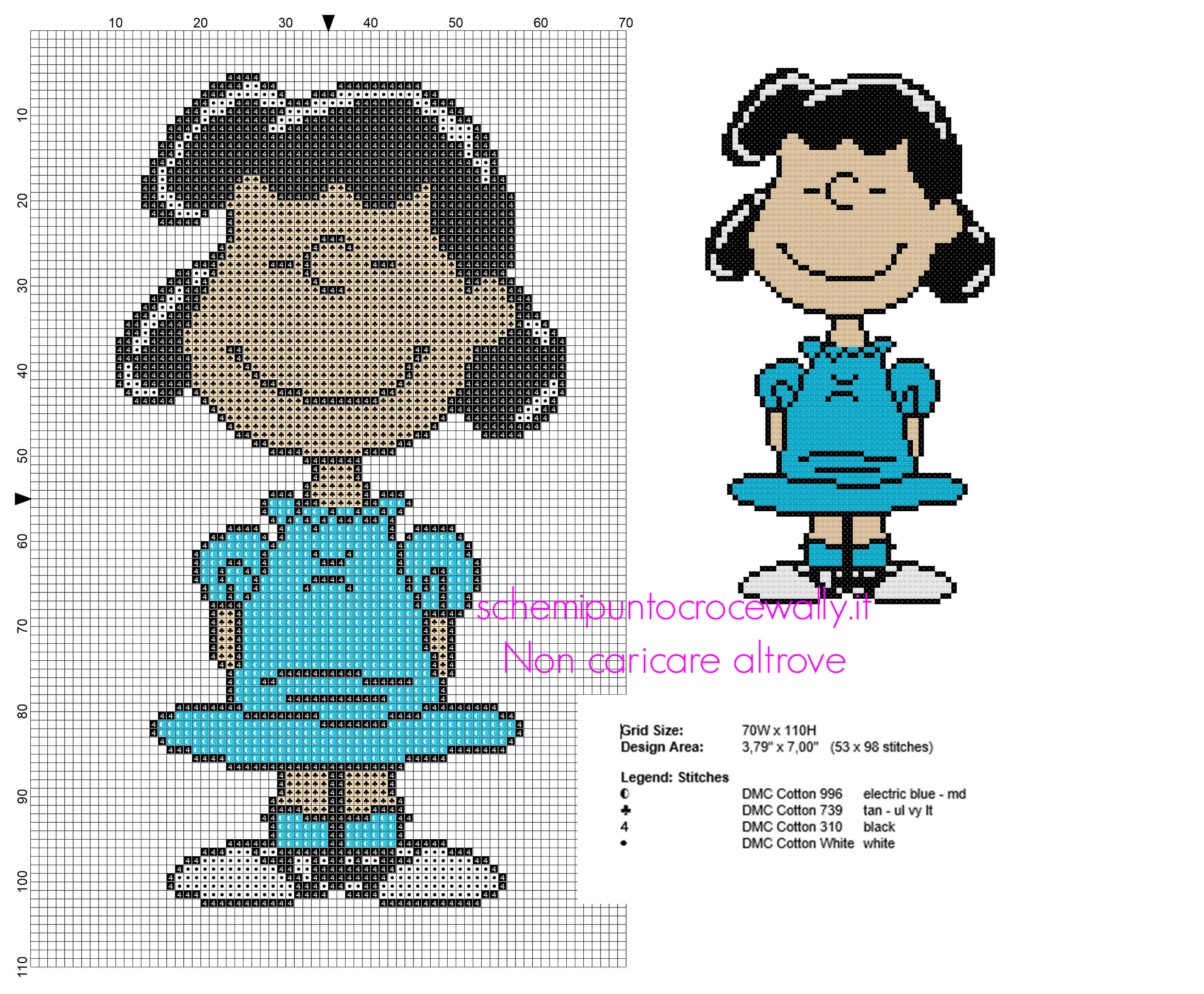 Lucy schema punto croce personaggio del cartone animato Snoopy