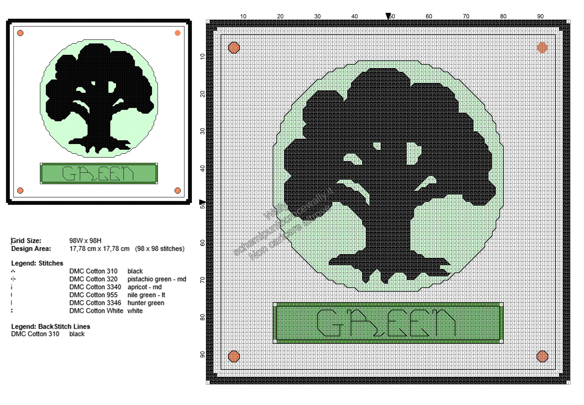 Magic The Gathering simbolo del mana verde schema punto croce gratis 98x98