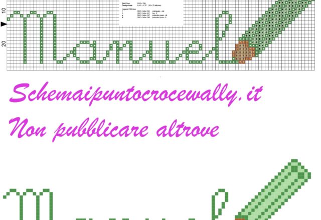 Manuel nome con matita schema punto croce
