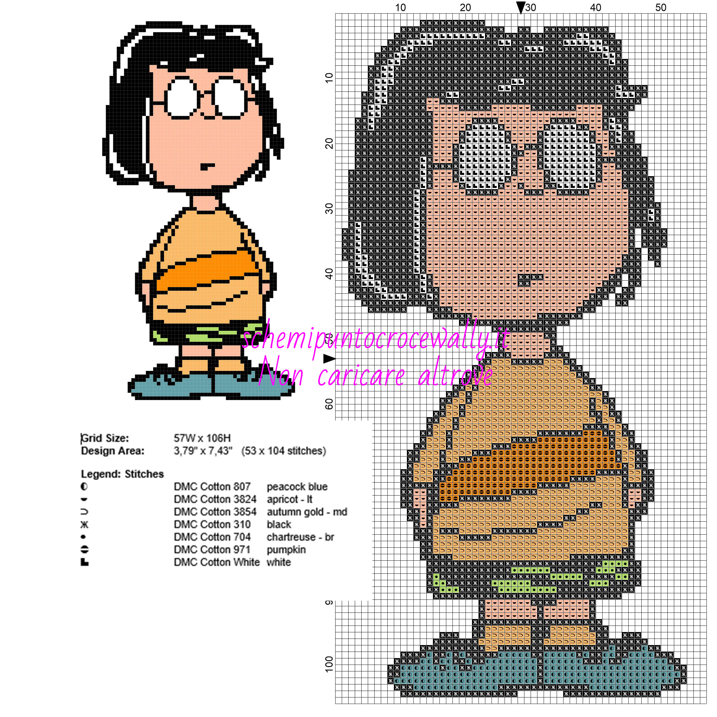 Marcie personaggio Charlie Brown Snoopy schema punto croce gratis