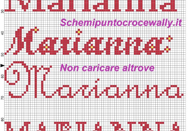 Marianna nome schema punto croce vari font