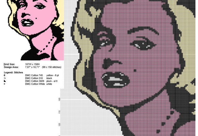 Marilyn Monroe pop art a colori schema punto croce gratis