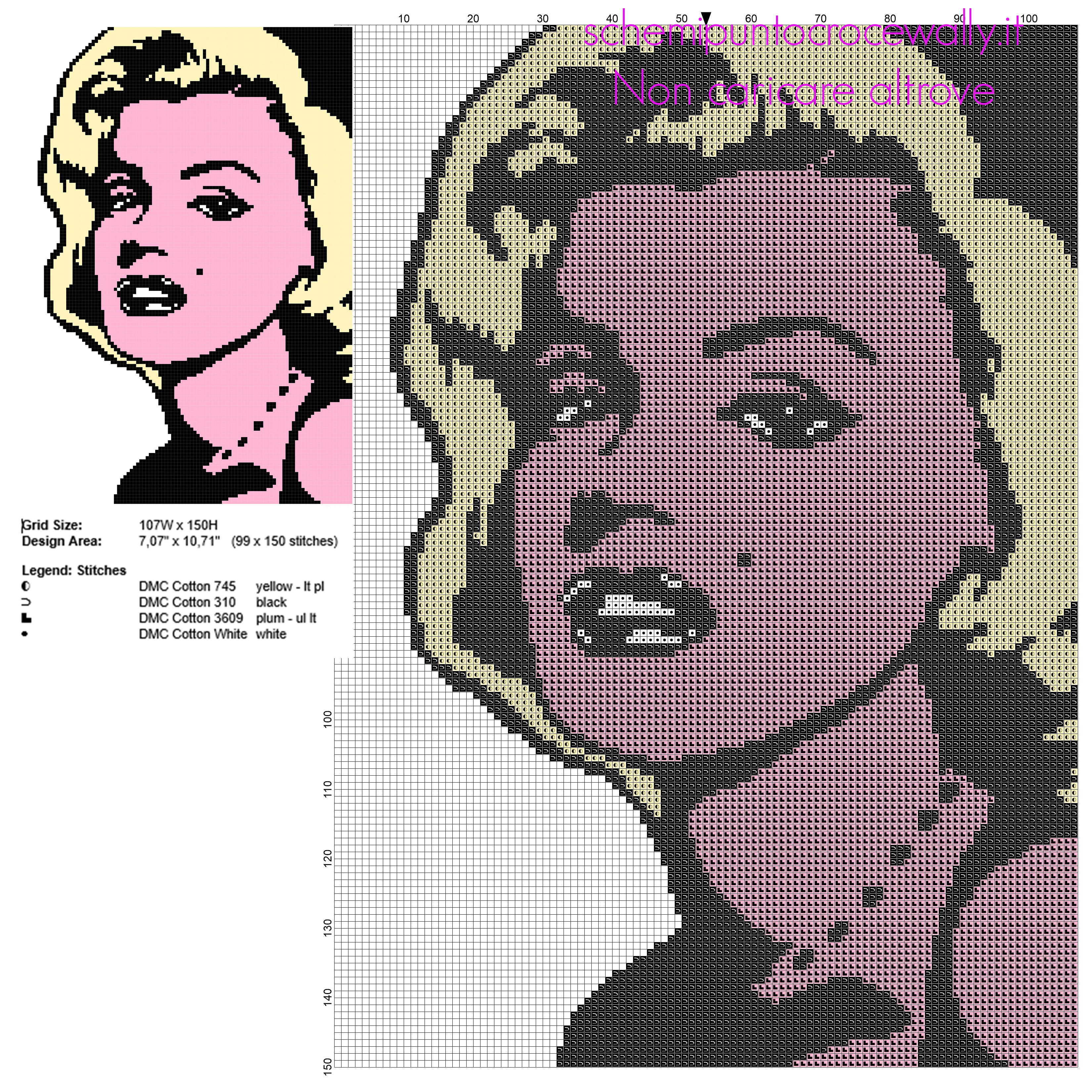 Marilyn Monroe pop art a colori schema punto croce gratis