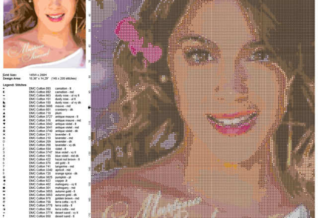 Martina Stoessel attrice Disney Violetta schema punto croce idea quadro casa 145 x 200 crocette