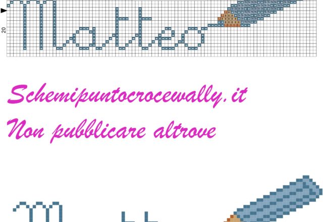 Matteo nome con matita schema punto croce