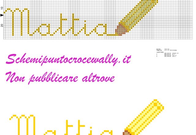 Mattia nome con matita schema punto croce1