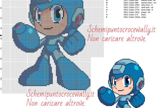 Megaman Schema gratis punto croce 100x114 13 colori