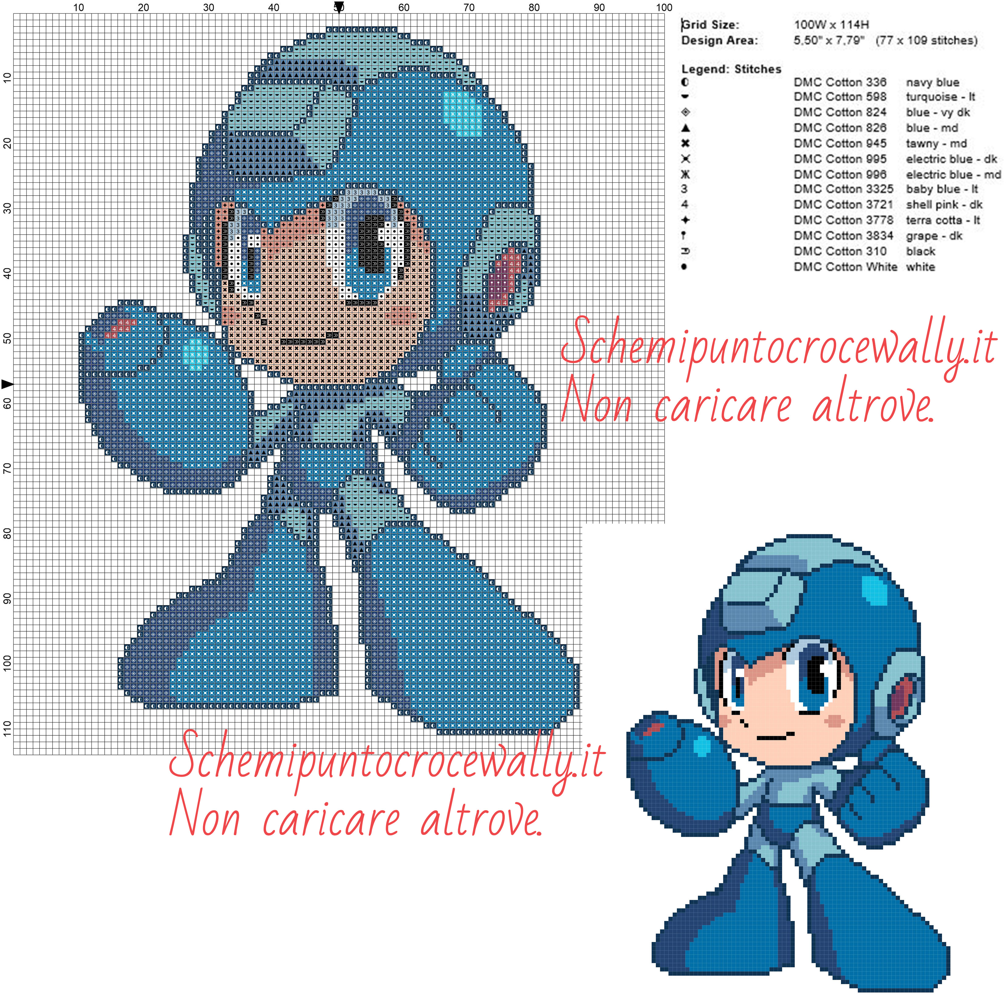 Megaman Schema gratis punto croce 100x114 13 colori