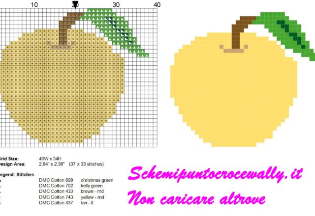 Mela Frutta schema punto croce gratis
