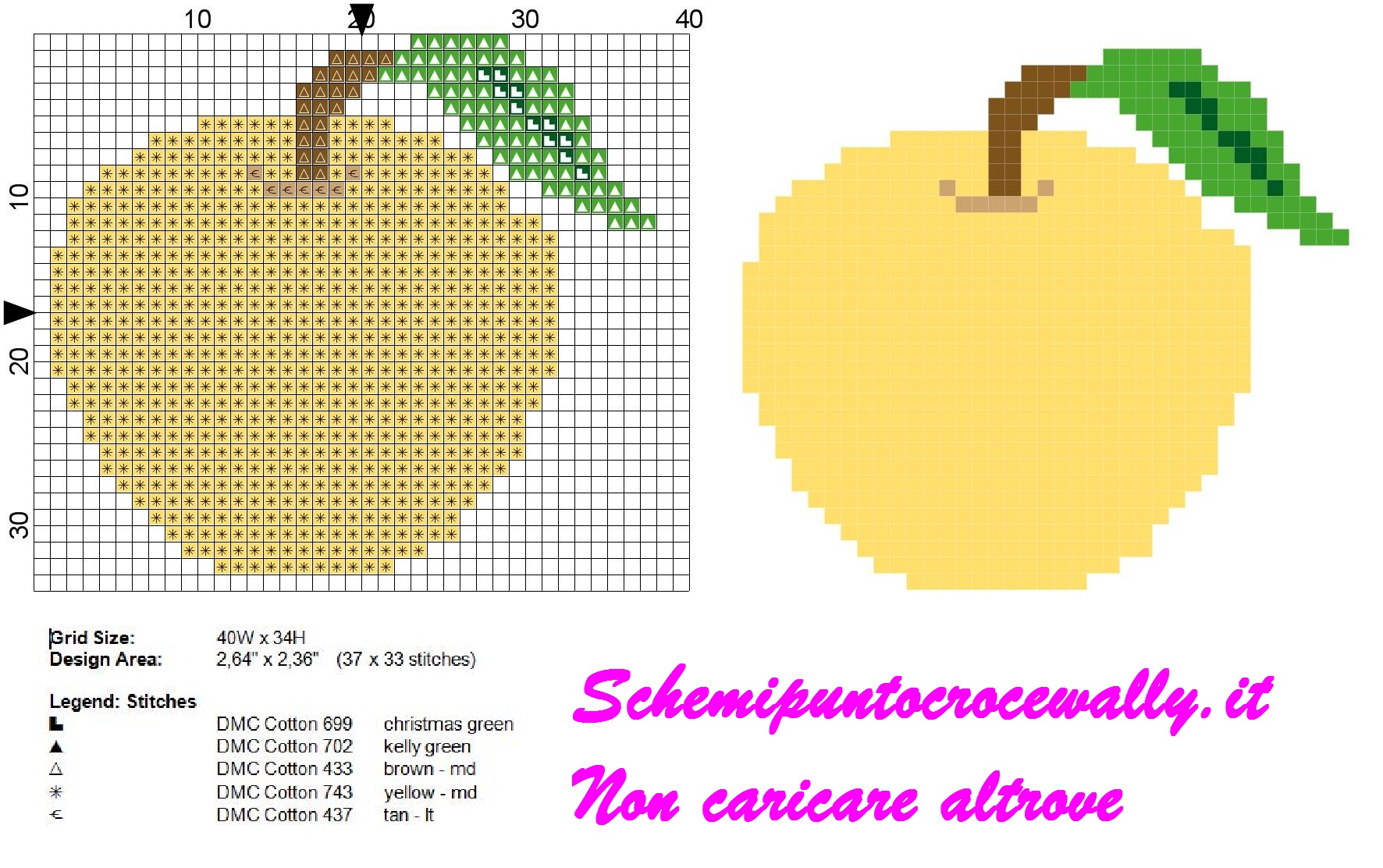 Mela Frutta schema punto croce gratis