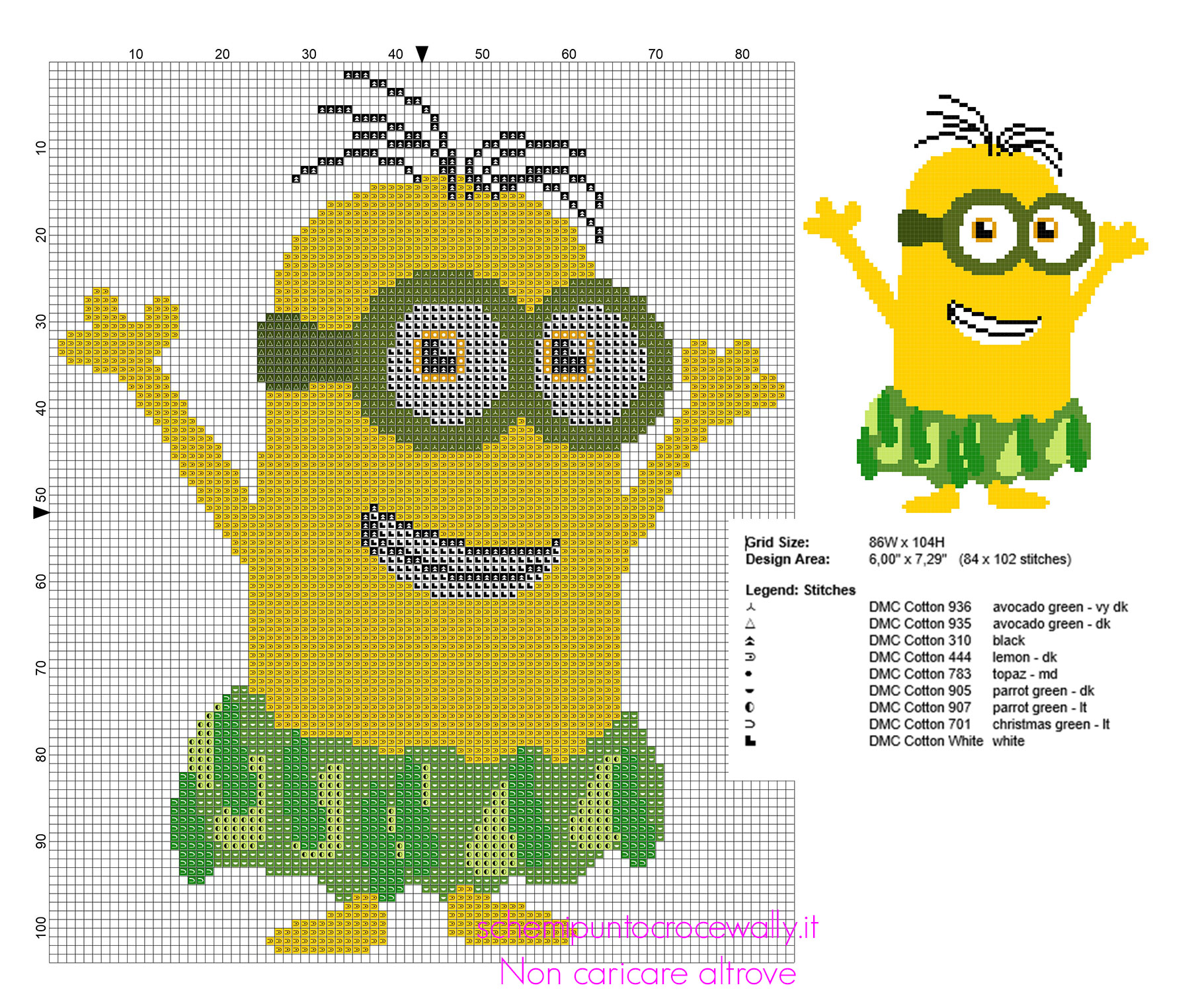 Minion danza Hawaiana schema punto croce dal film del 2015 Minions