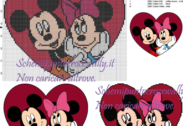 Minnie e Mickey Mouse schema punto croce 100x86 10 colori