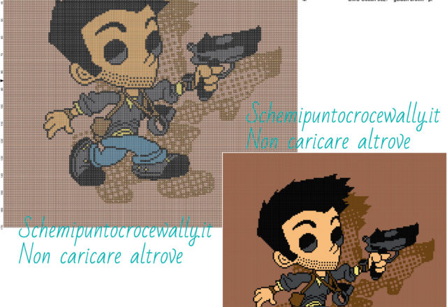 Nathan Drake (Uncharted) schemi gratis punto croce 170x170 7 colori