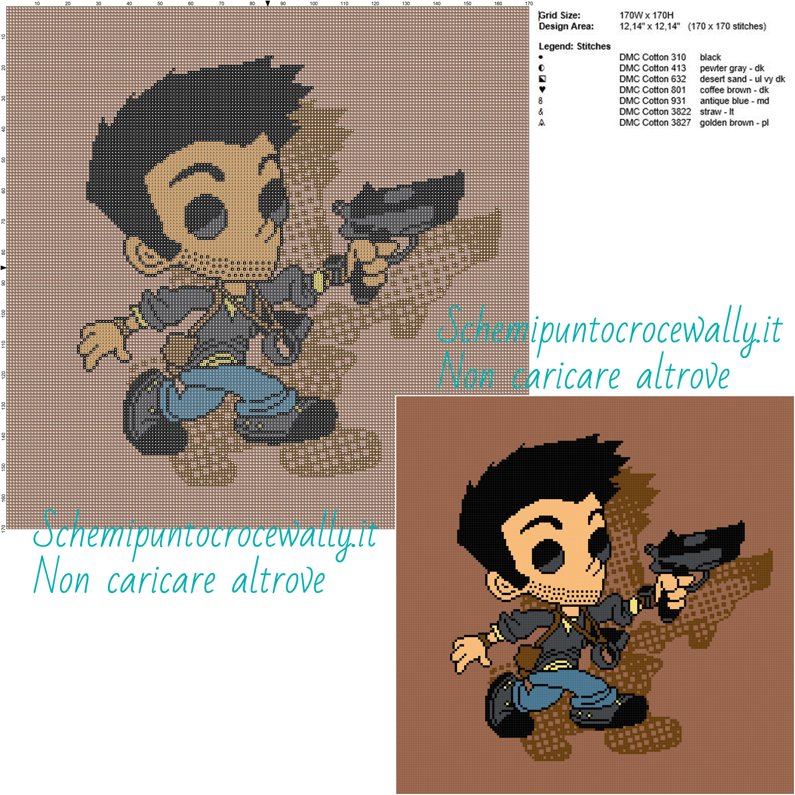 Nathan Drake (Uncharted) schemi gratis punto croce 170x170 7 colori