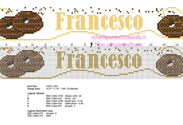 Nome Francesco con biscotti al cioccolato nomi punto croce schemi gratis