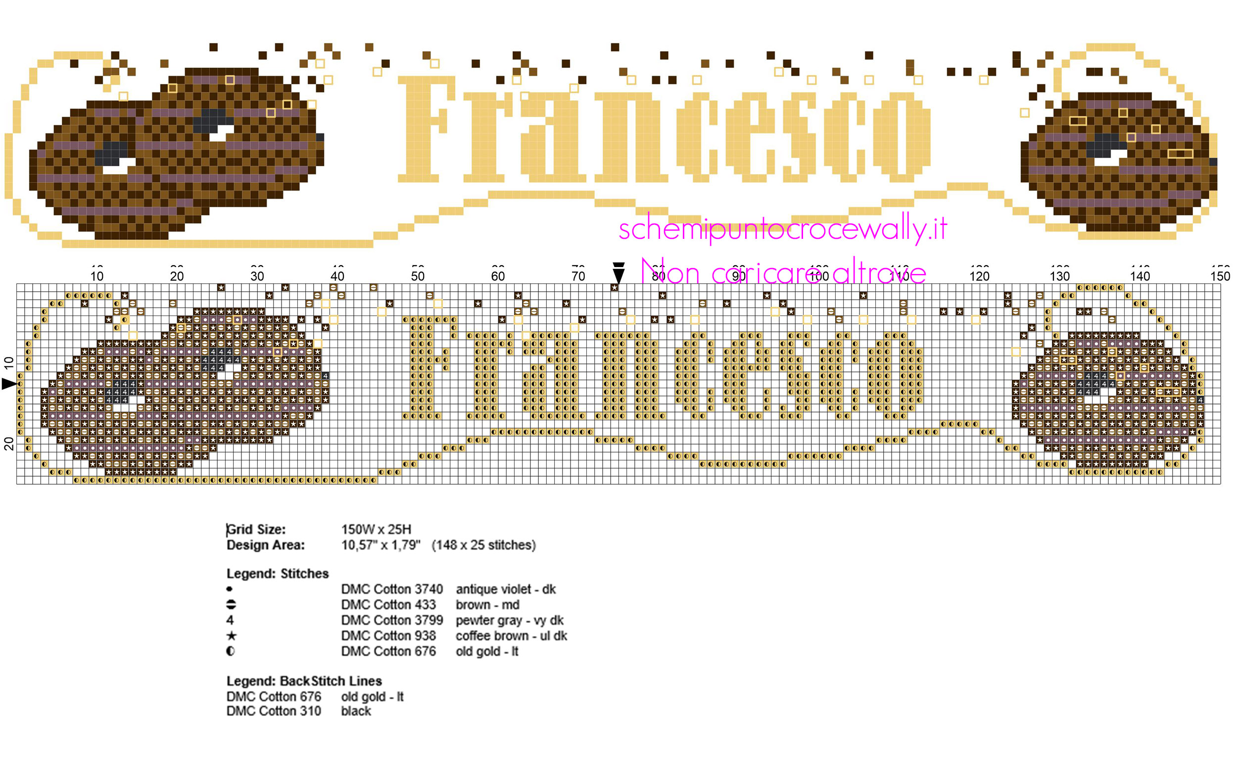 Nome Francesco con biscotti al cioccolato nomi punto croce schemi gratis